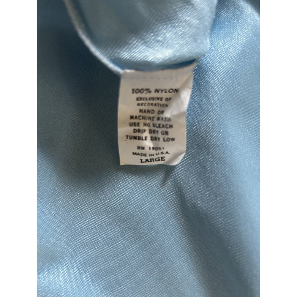 Women’s Solid Blue/White Nylon Full Slip with Lace Trim, Size L Regular - Picture 4 of 4